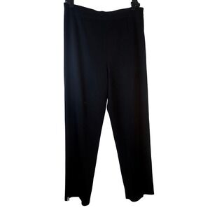 Exclusively Misook Pants Black Knit Straight Leg Slinky Hi-Rise Women's S/M 30"
